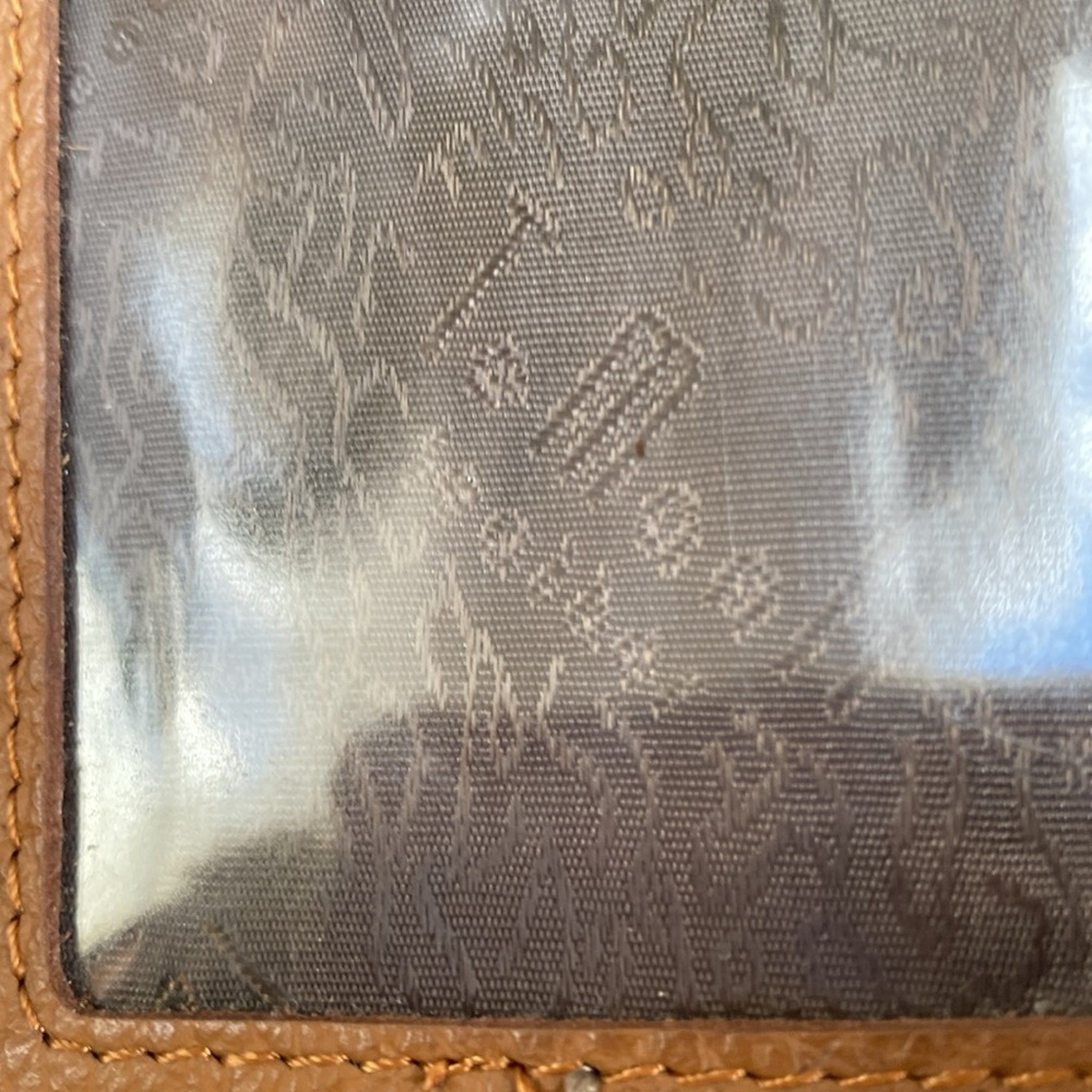 patchwork leather trifold wallet pen mark callout otherwise perfect condition - Picture 6 of 15